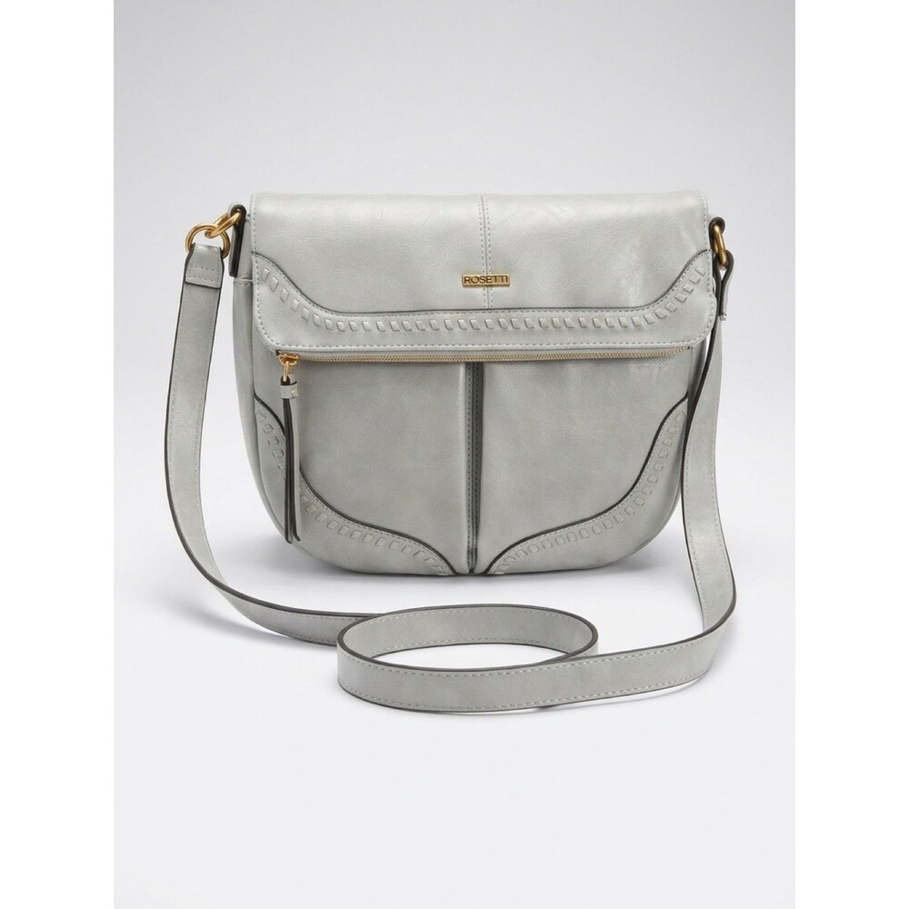 NWT Rosetti Midge Crossbody Bag Gray Faux Leather Multi Pocket Shoulder Purse